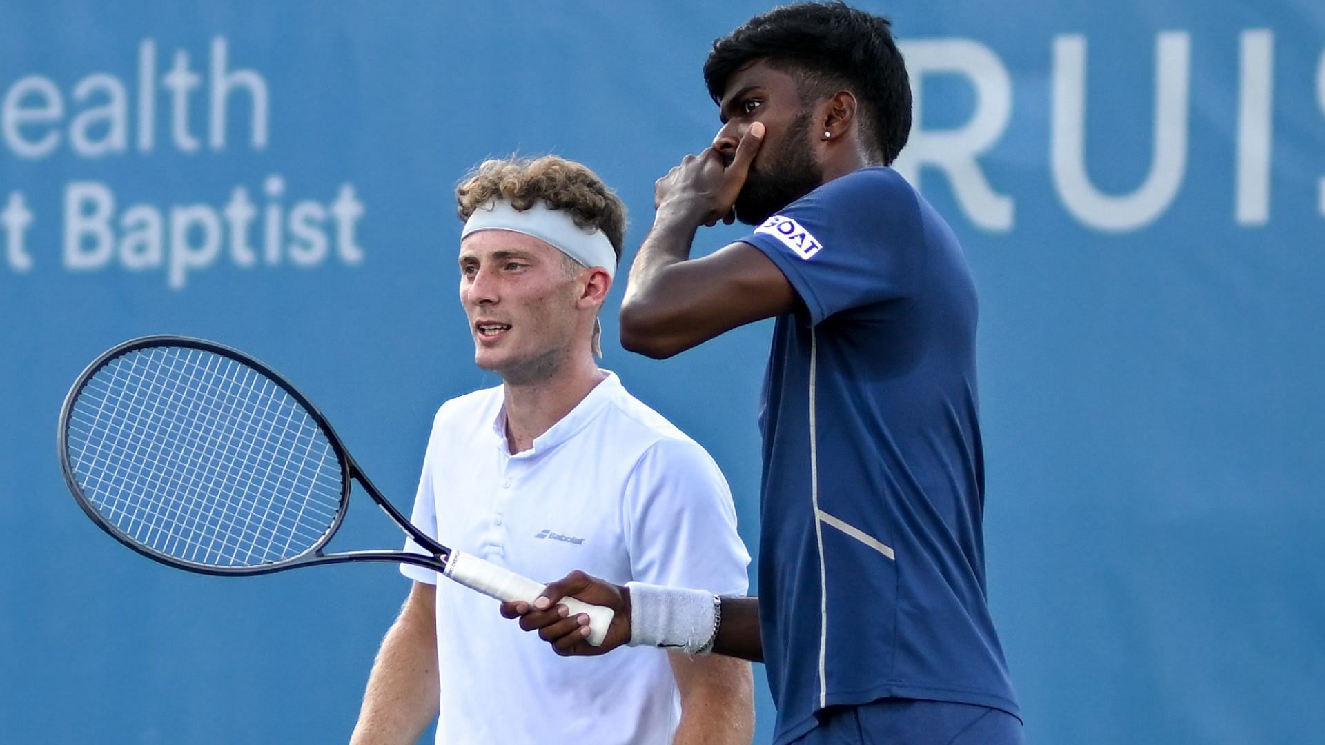 Dhakshineswar Suresh and Luca Pow at the Winston-Salem Open 2024, Image by Winston Salem Open Official/ X