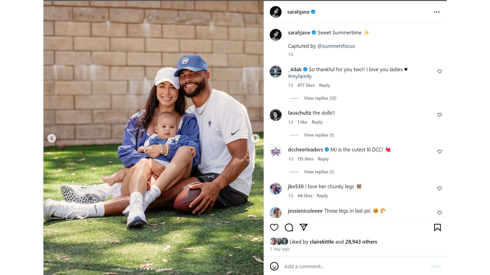 Sarah Jane recaps summer with Dak Prescott, daughter MJ [Image credit: @sarahjane IG]