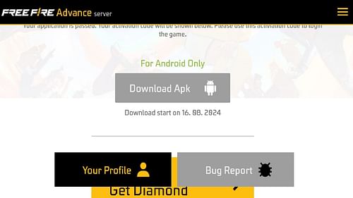 Download the Free Fire OB46 Advance Server APK file (Image via Garena)