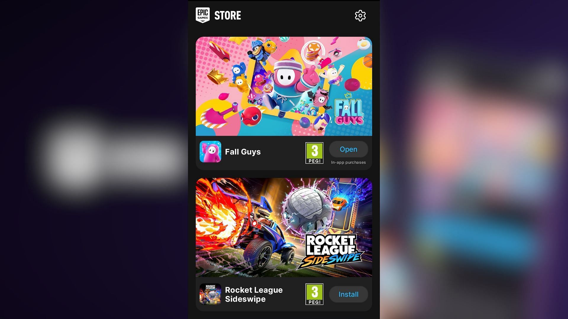 You can download Fortnite, Fall Guys, and Rocket League Sidesweep on Android and iOS via the Epic Games Store. (Image via Epic Games)