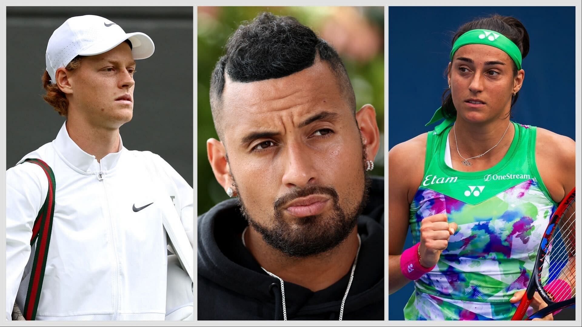 Jannik Sinner(L),Nick Kyrgios(C) and Caroline Garcia(R); (Source - Getty Images)