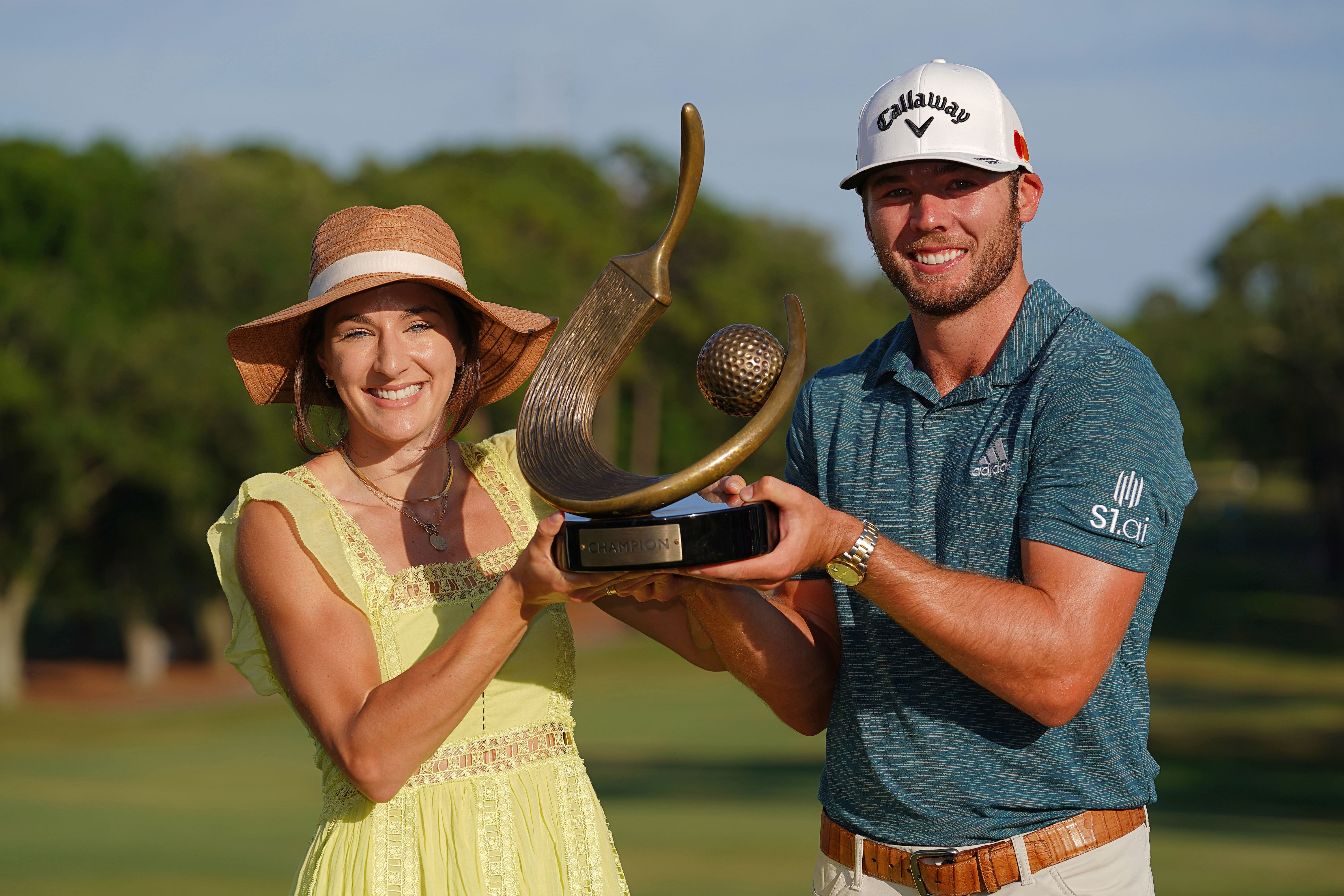 Sam Burns with his wife at the PGA: Valspar Championship (Source: Imagn)