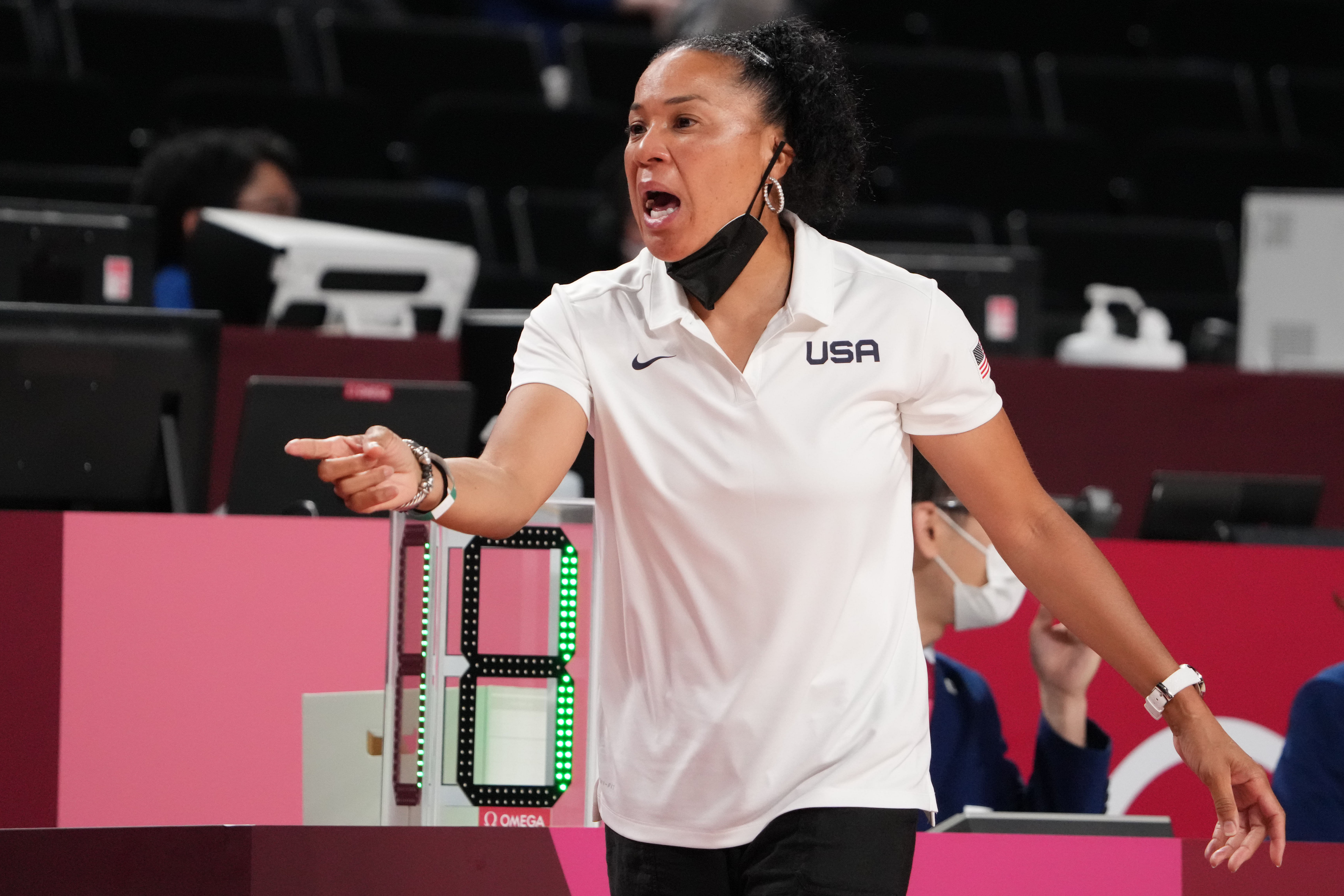 Dawn Staley on the sidelines as USA play Australia during the Tokyo 2020 Olympic Summer Games - Source: IMAGN