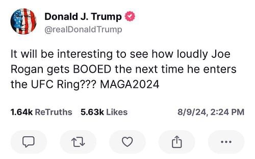 Donald Trump's reaction to Joe Rogan. [via @realdonaldtrump on Truth]