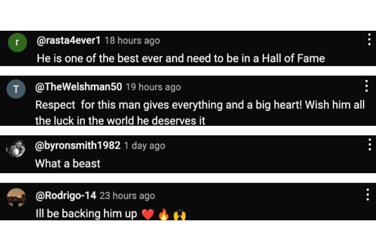 Screenshot of fans&#039; comments