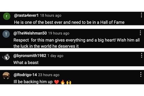 Screenshot of fans' comments