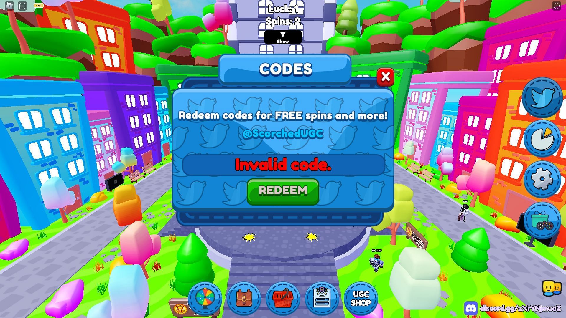 Troubleshoot codes in Free UGC Spinner (Image via Roblox)