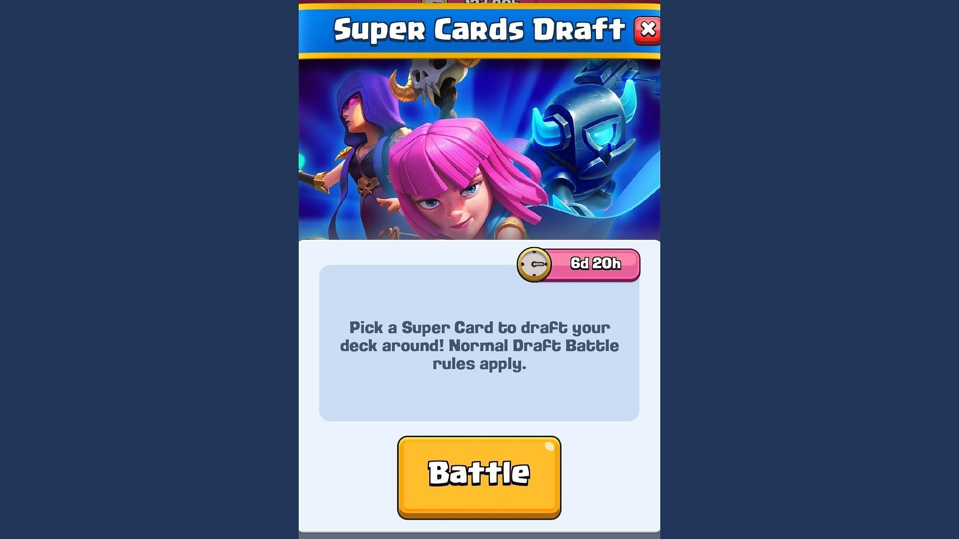 Super Cards Draft is currently underway in Clash Royale (Image via Supercell)