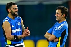 [In Pictures] Gautam Gambhir and Virat Kohli share a light moment in practice ahead of the IND vs SL ODI Series
