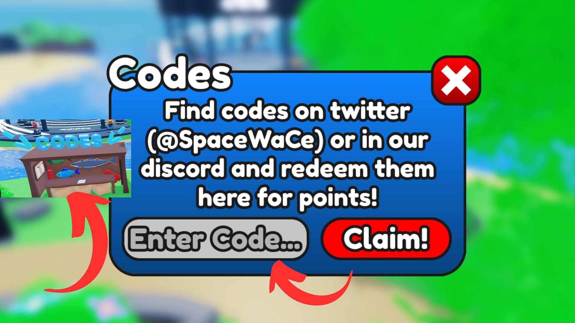 Redeem codes in Play for UGC (Image via Roblox || Sportskeeda)