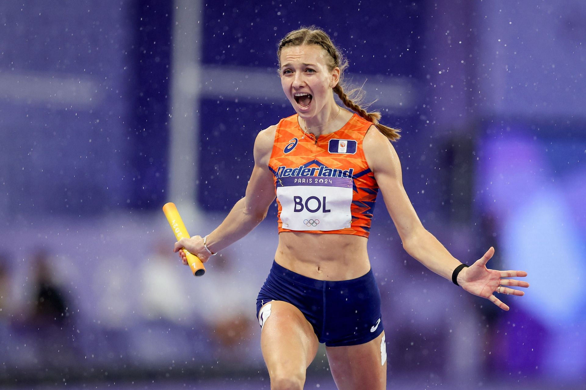 Femke Bol during the 4 x 400m Relay Mixed Final at the Olympic Games 2024 in Paris, France. (Photo by Getty Images)