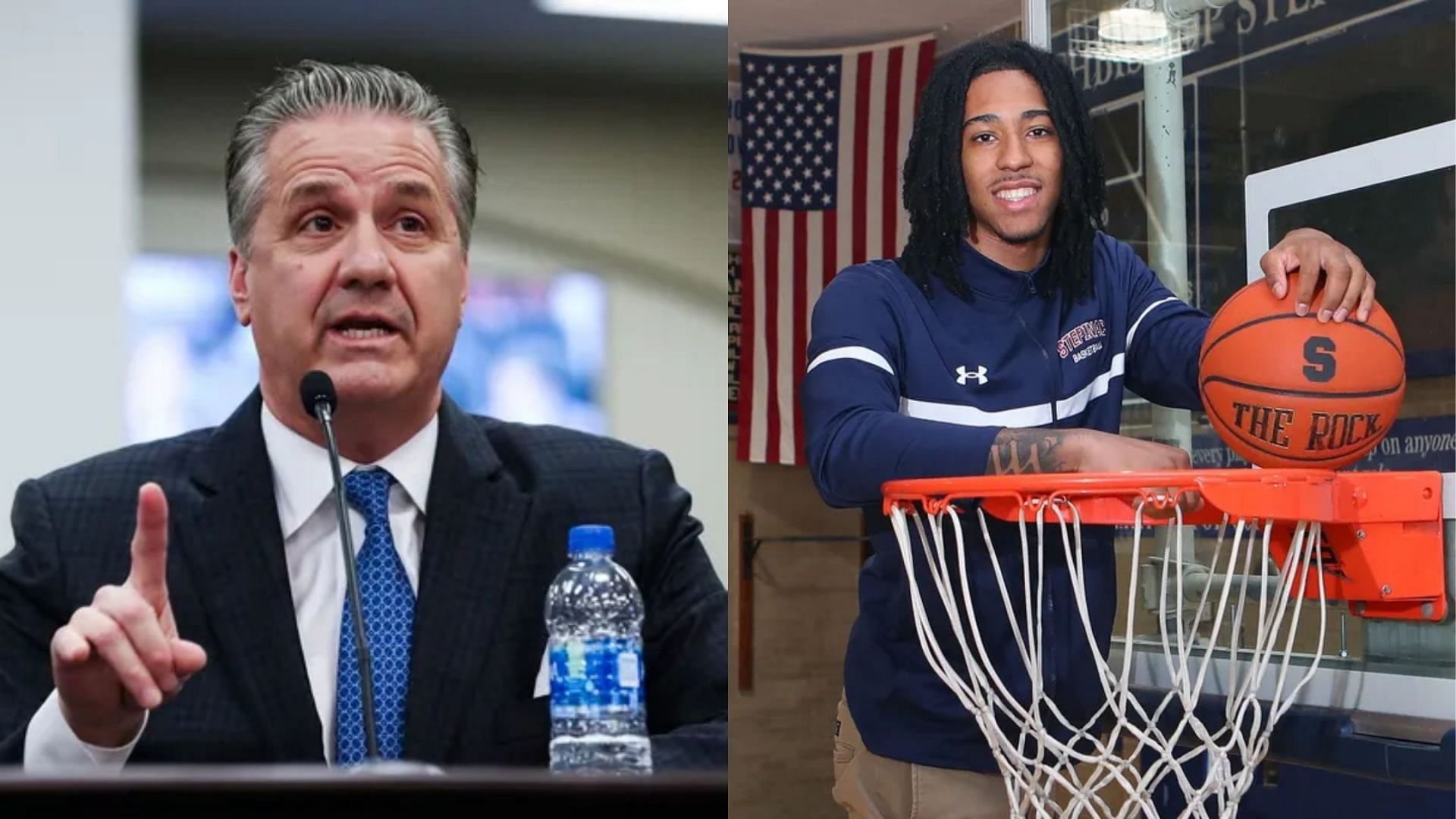 Arkansas coach John Calipari (left) and Boogie Fland (right) (Image Source: IMAGN)