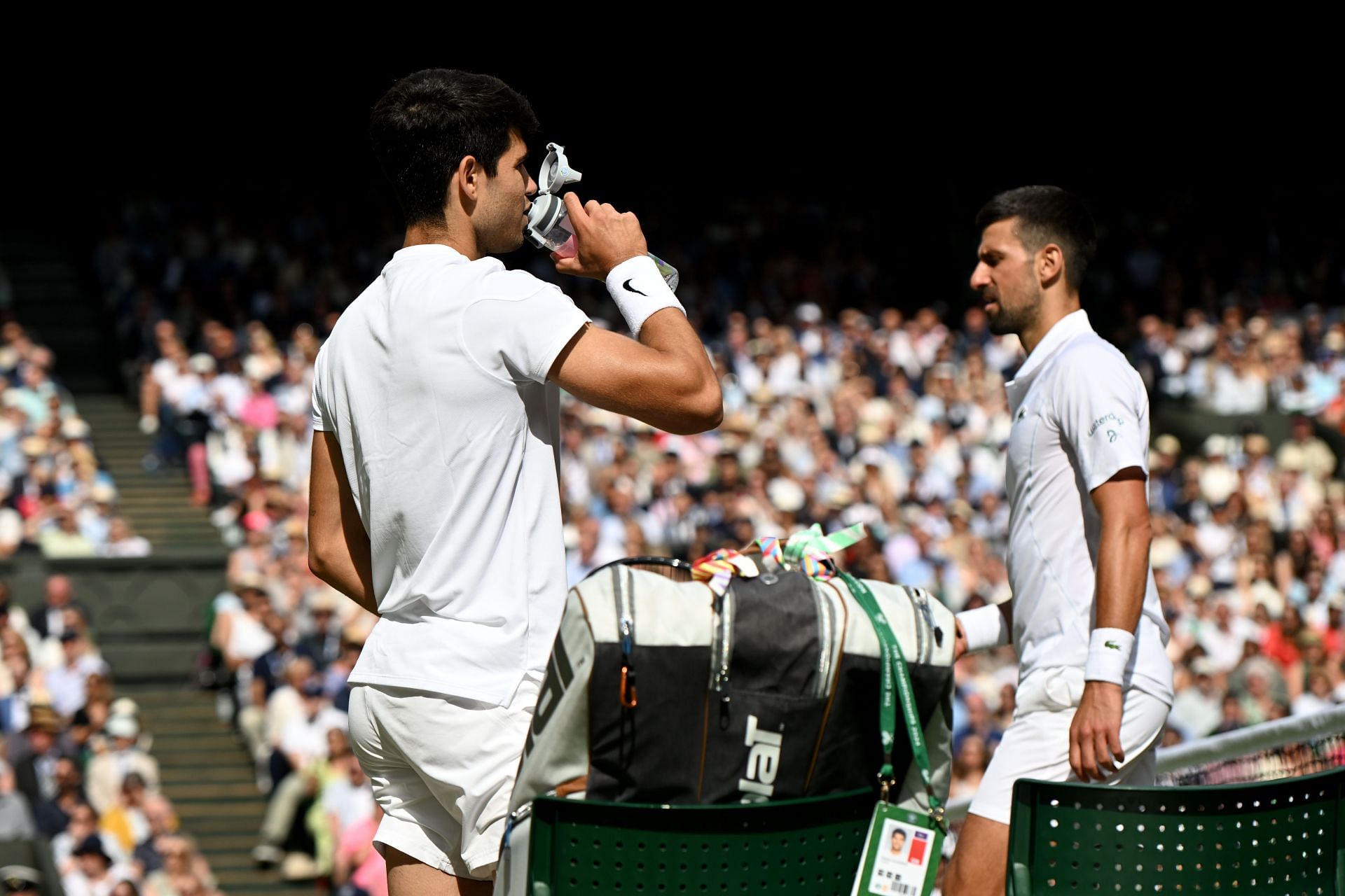 Novak Djokovic and Carlos Alcaraz at Wimbledon 2024 final (Image source: GETTY)