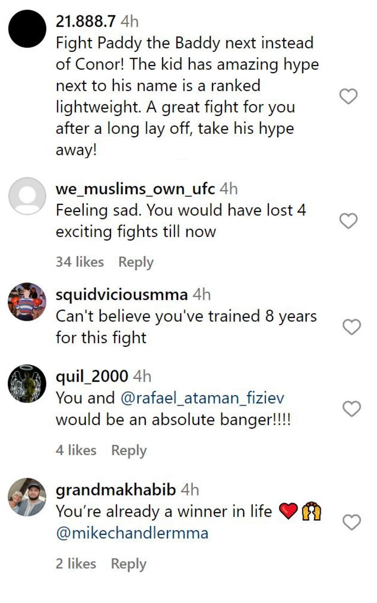 More comments on the video. [Image courtesy: @mikechandlermma on Instagram]