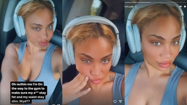 Paije Speights rocks teal sportswear as she updates fans on her gym progress