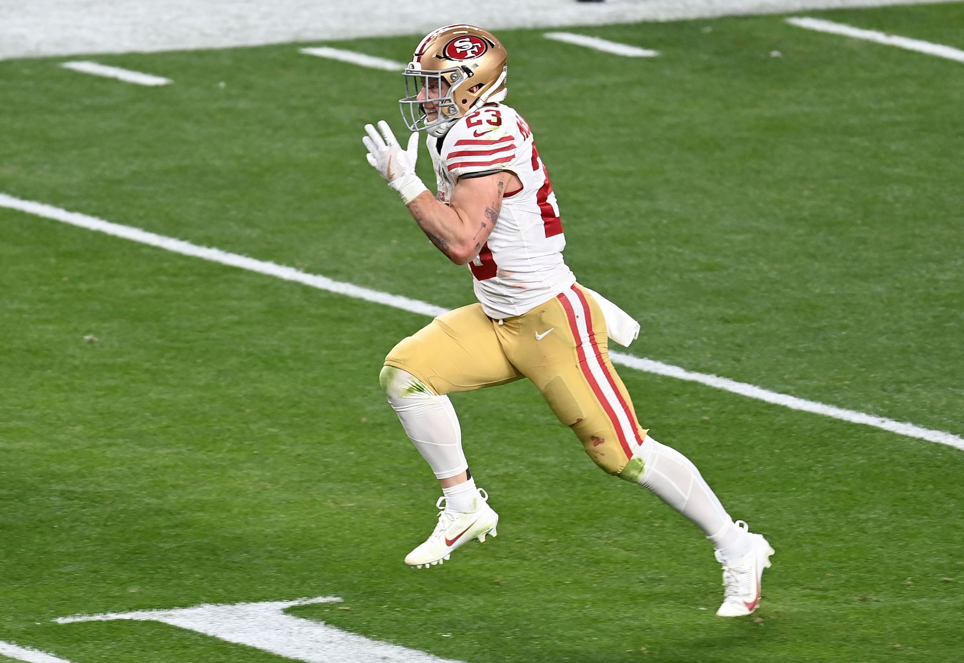 Christian McCaffrey during Super Bowl LVIII - San Francisco 49ers v Kansas City Chiefs - Source: Getty