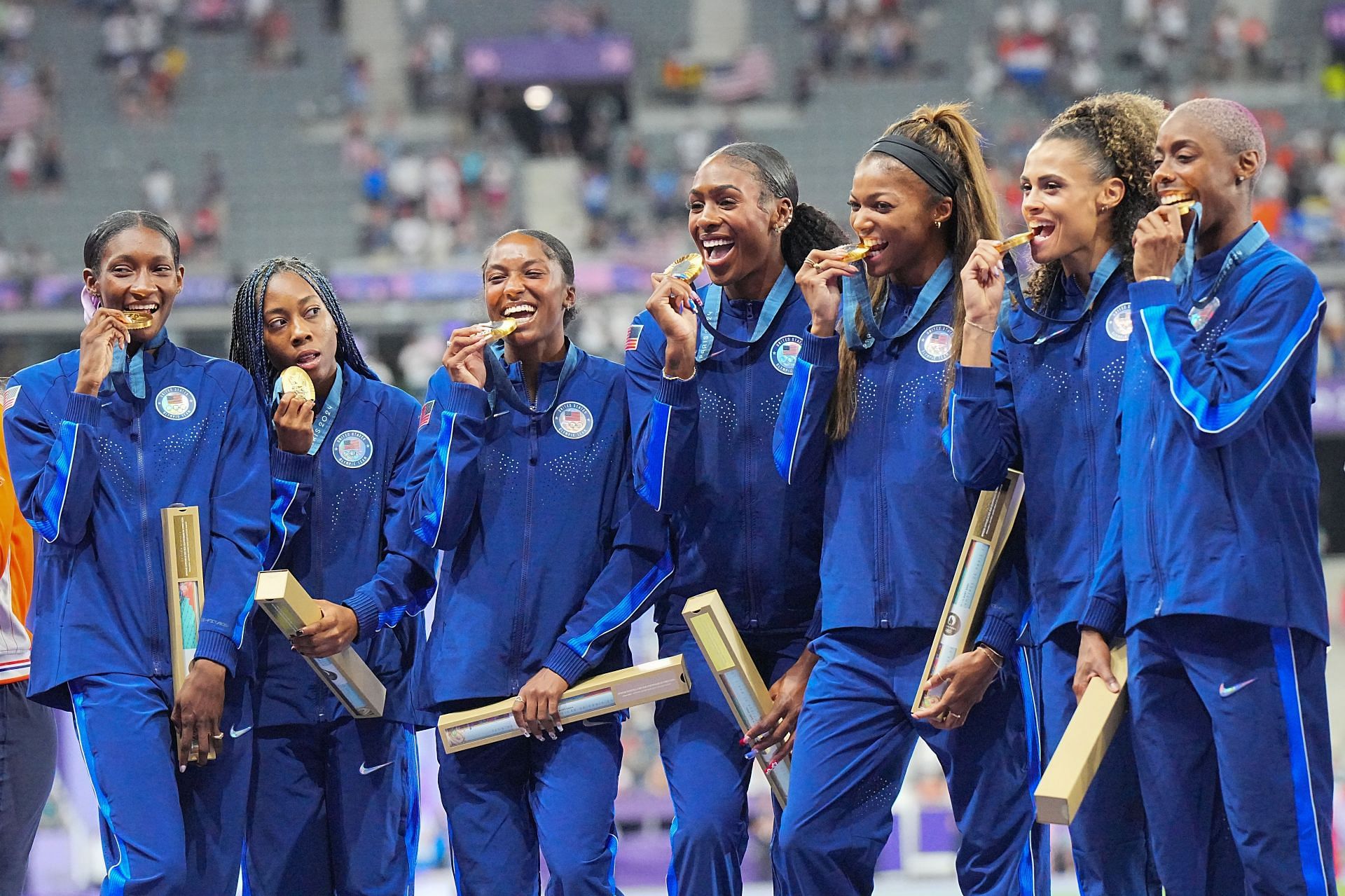 Sydney McLaughlin-Levrone and Team United States at Paris 2024 (IMAGE: Getty)