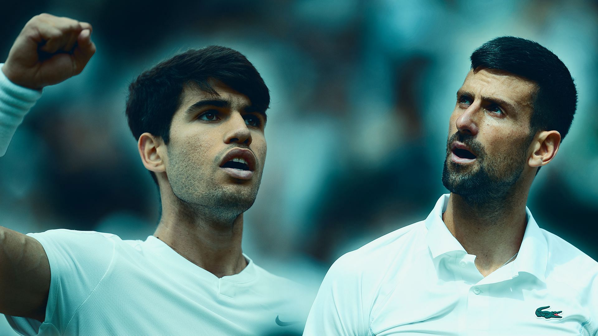 Carlos Alcaraz (L) and Novak Djokovic. (Images: Getty)