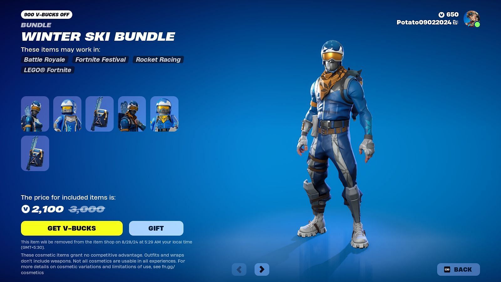 The Mogul Master and Alpine Ace skins will remain listed until August 28, 2024. (Image via Epic Games)