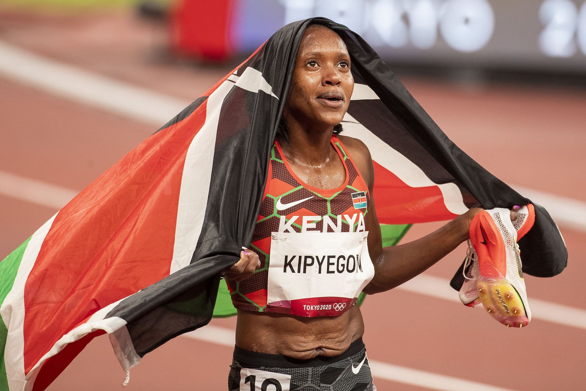 Faith Kipyegon at the Tokyo 2020 Summer Olympic Games (Photo by Tim Clayton/Corbis via Getty Images)