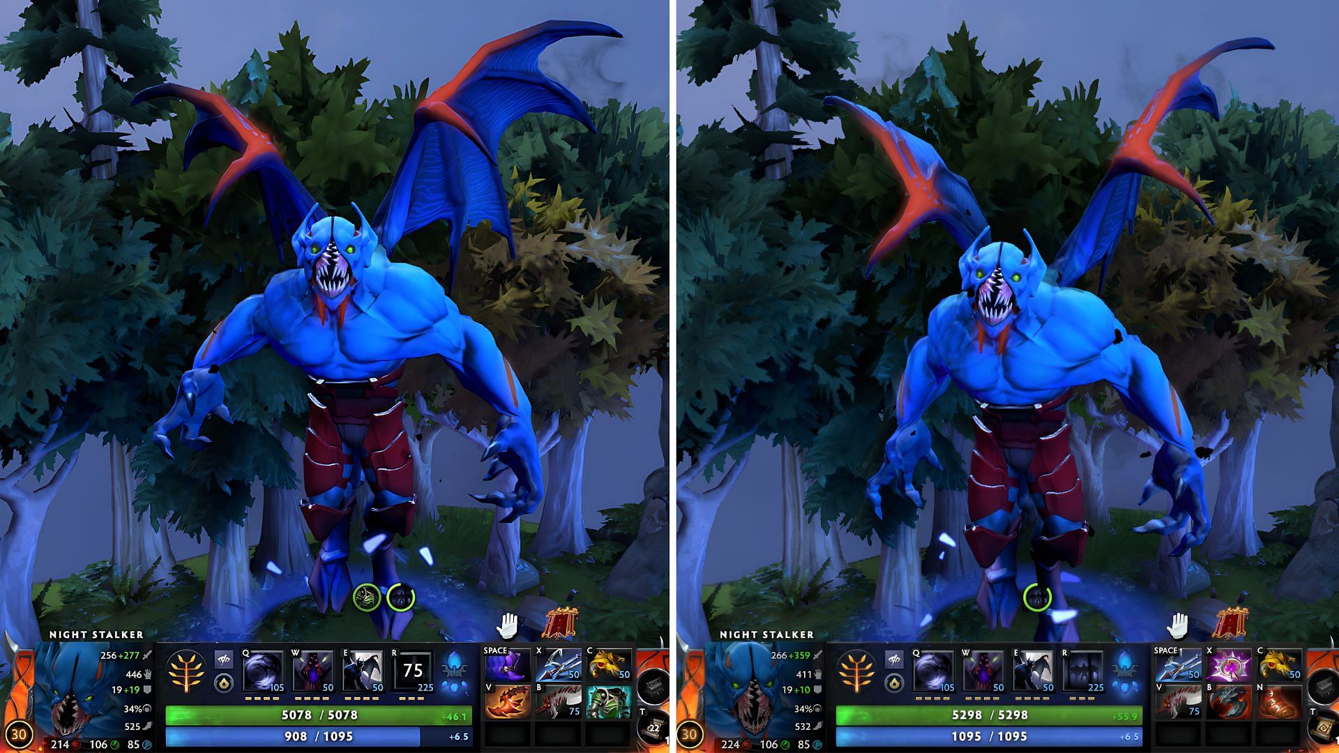 Night Stalker&#039;s position 3 and 1 builds (Image via Valve)