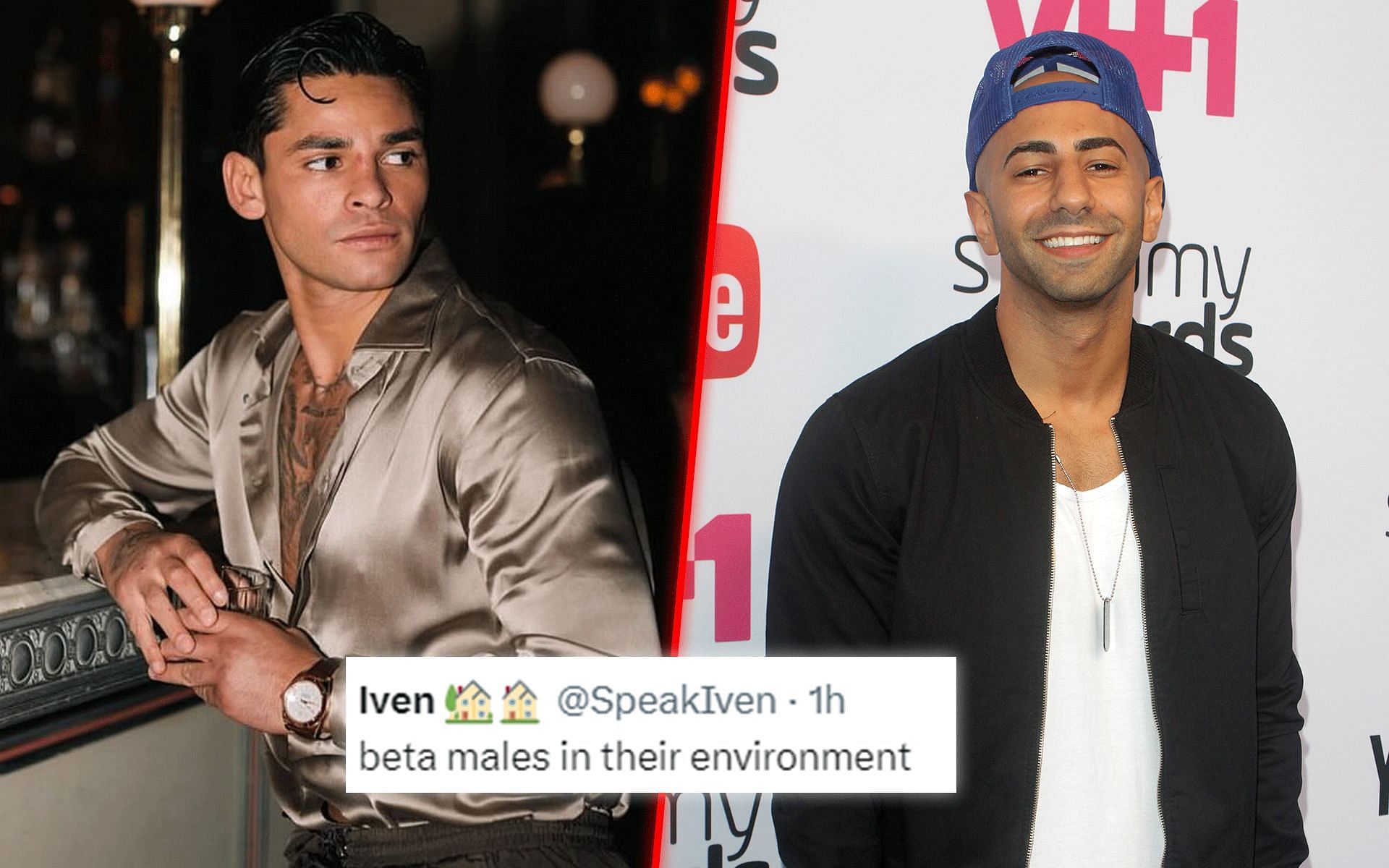 Ryan Garcia (left) and Fousey (right) get into a verbal altercation [Image courtesy: @kingryan on Instagram and Getty]