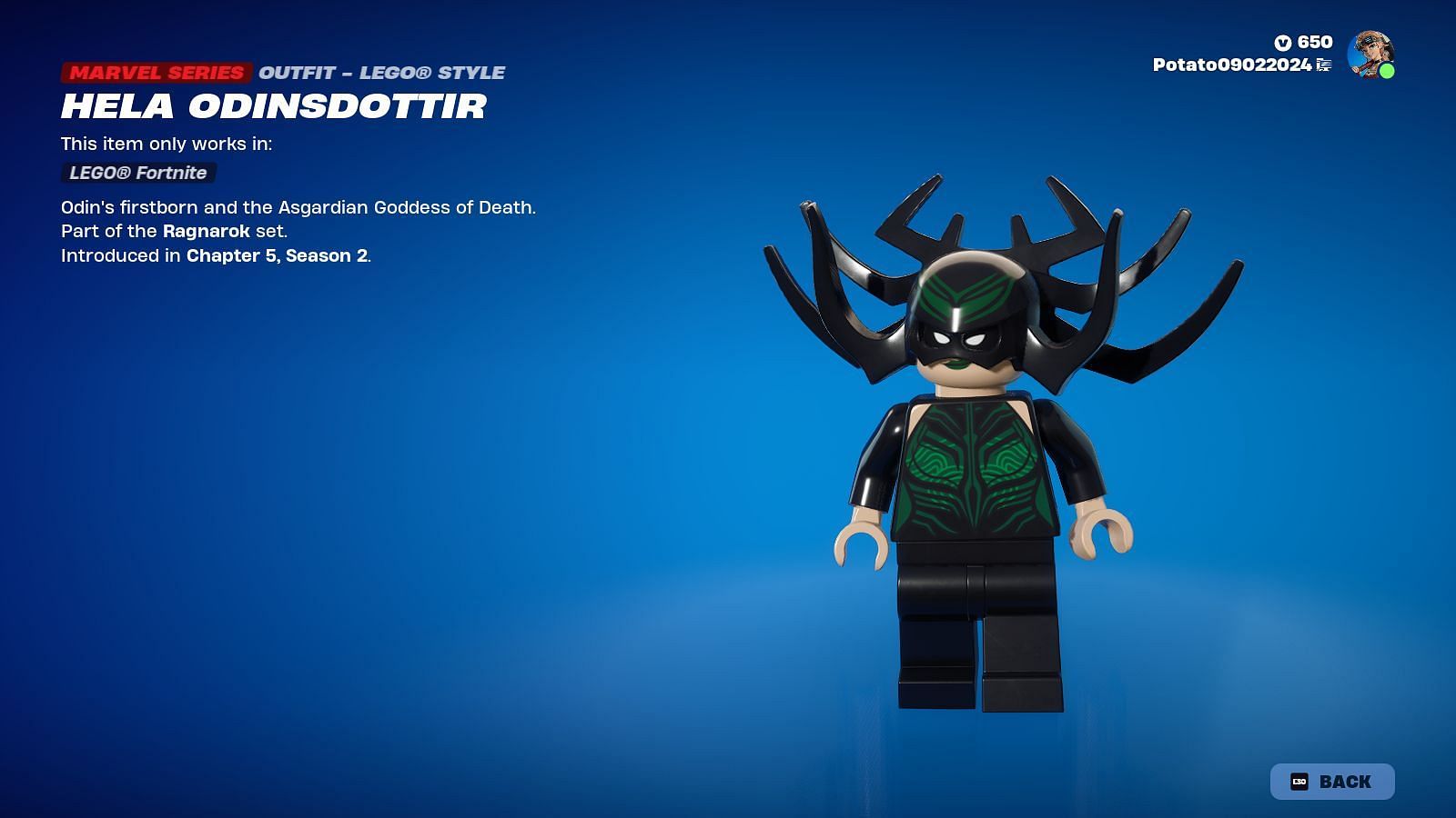 You can now purchase the Hela Odinsdottir skin in Fortnite (Image via Epic Games)