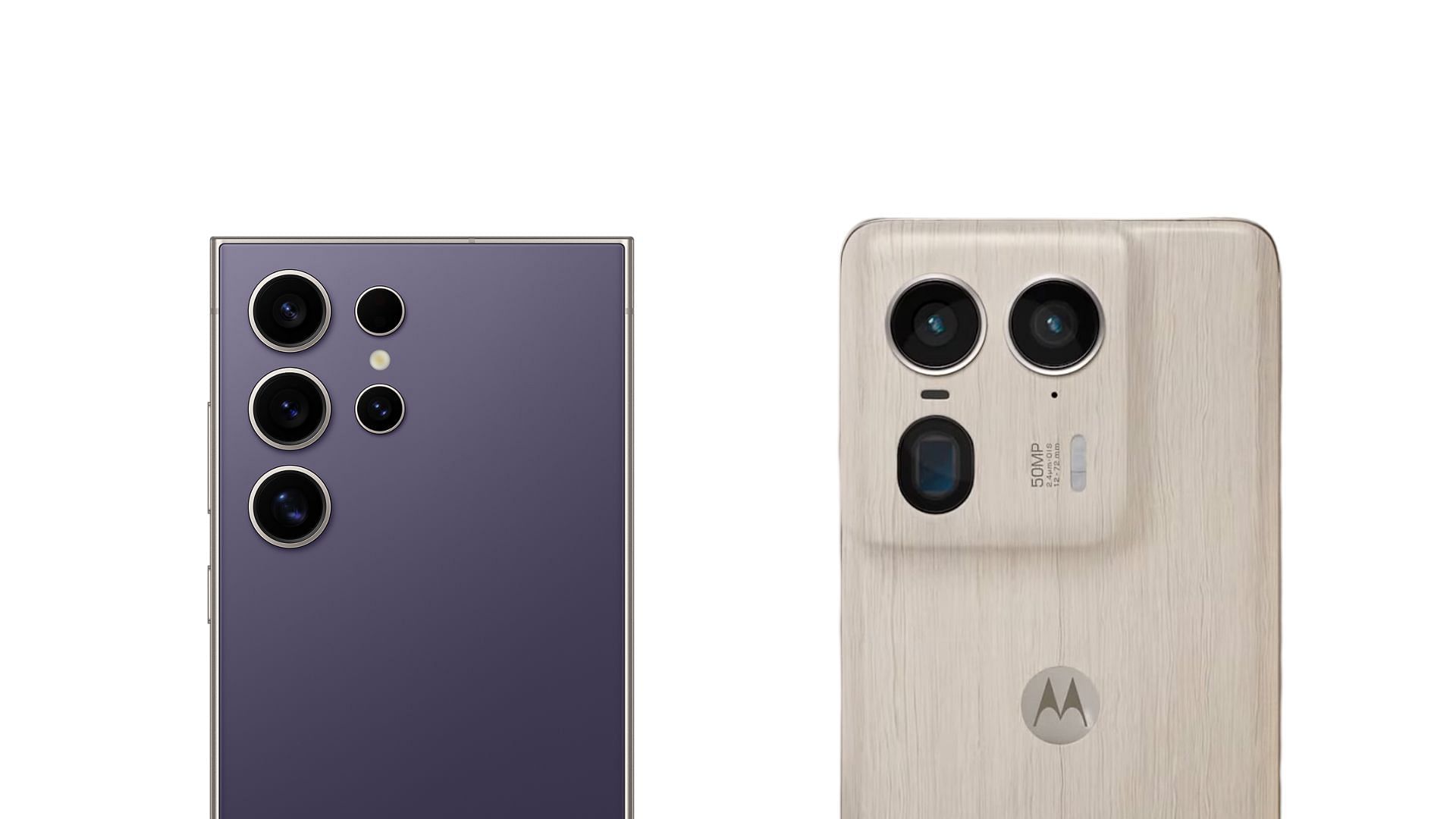 The camera system of the two phones (Image via Samsung and @Motorola/YouTube)