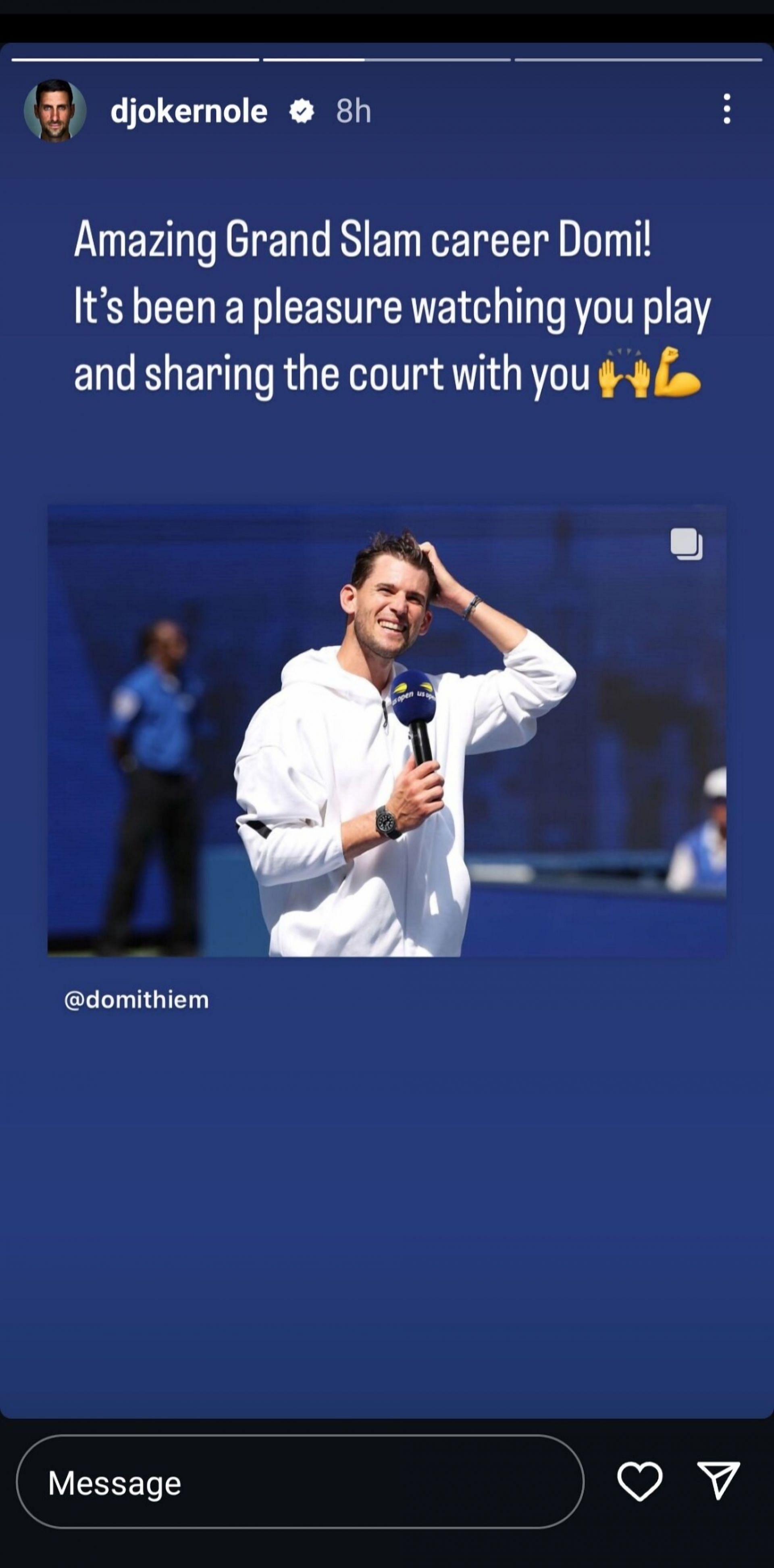 Novak Djokovic&#039;s Instagram story