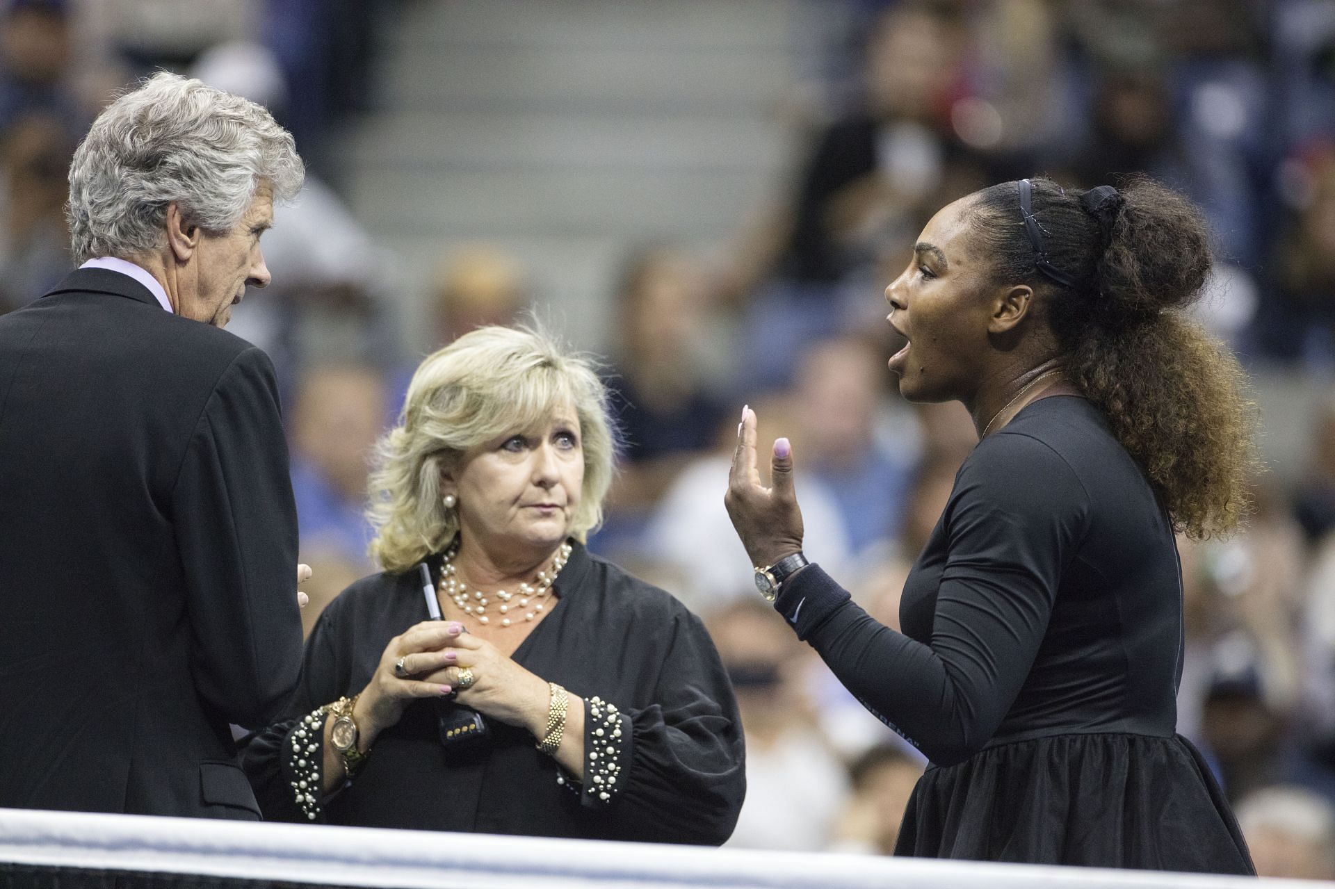 Serena Williams (R) during the 2018 US Open. (Image: Getty)