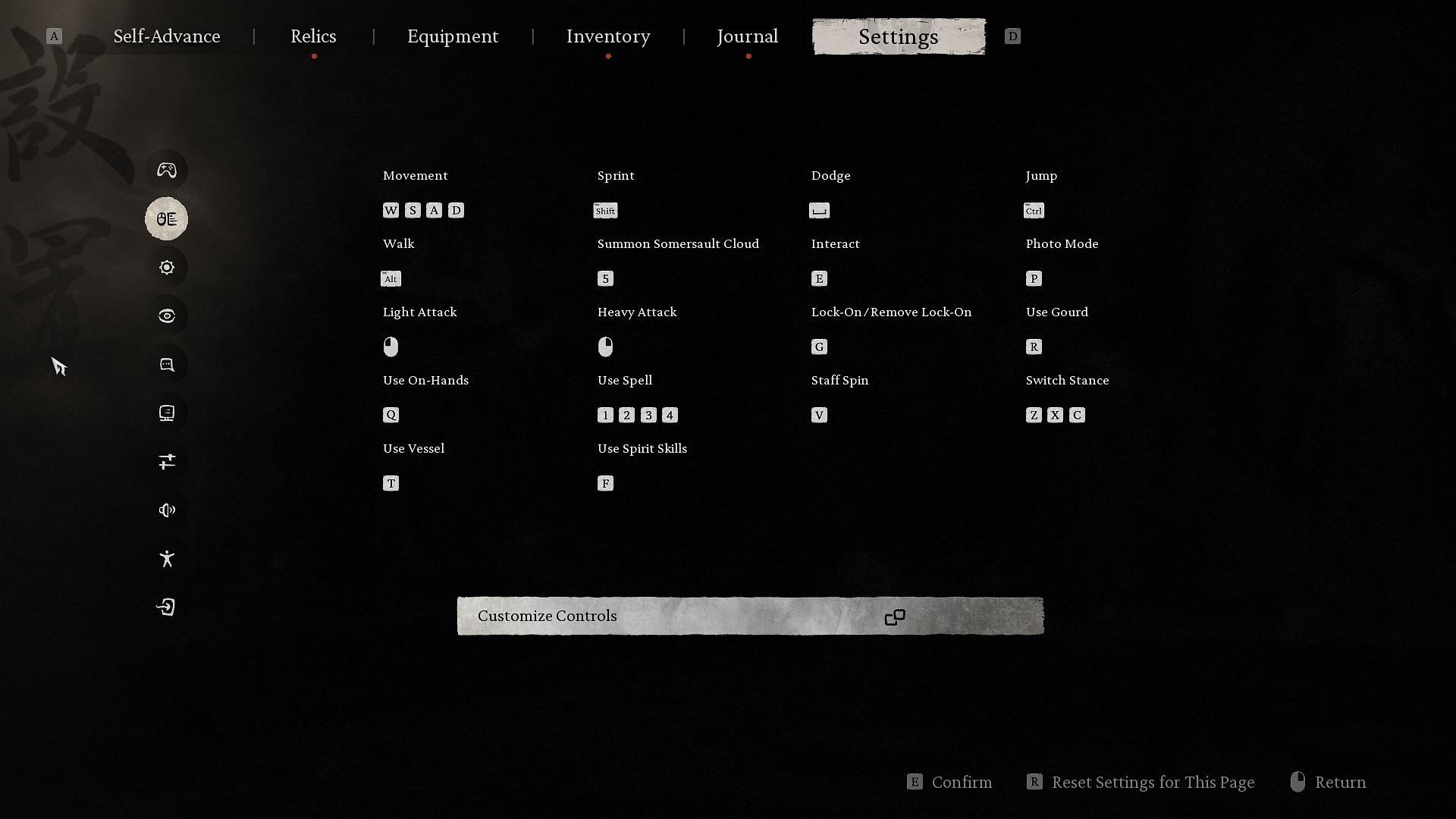 The recommended settings for mouse and keyboard (Image via GameScience)