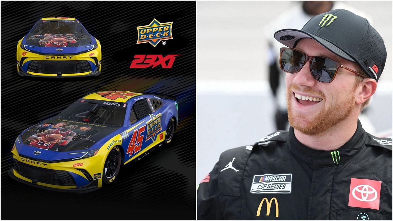 Tyler Reddick new paint scheme for Darlington race (Source: X@23XIRacing (L) and Getty Images (R))