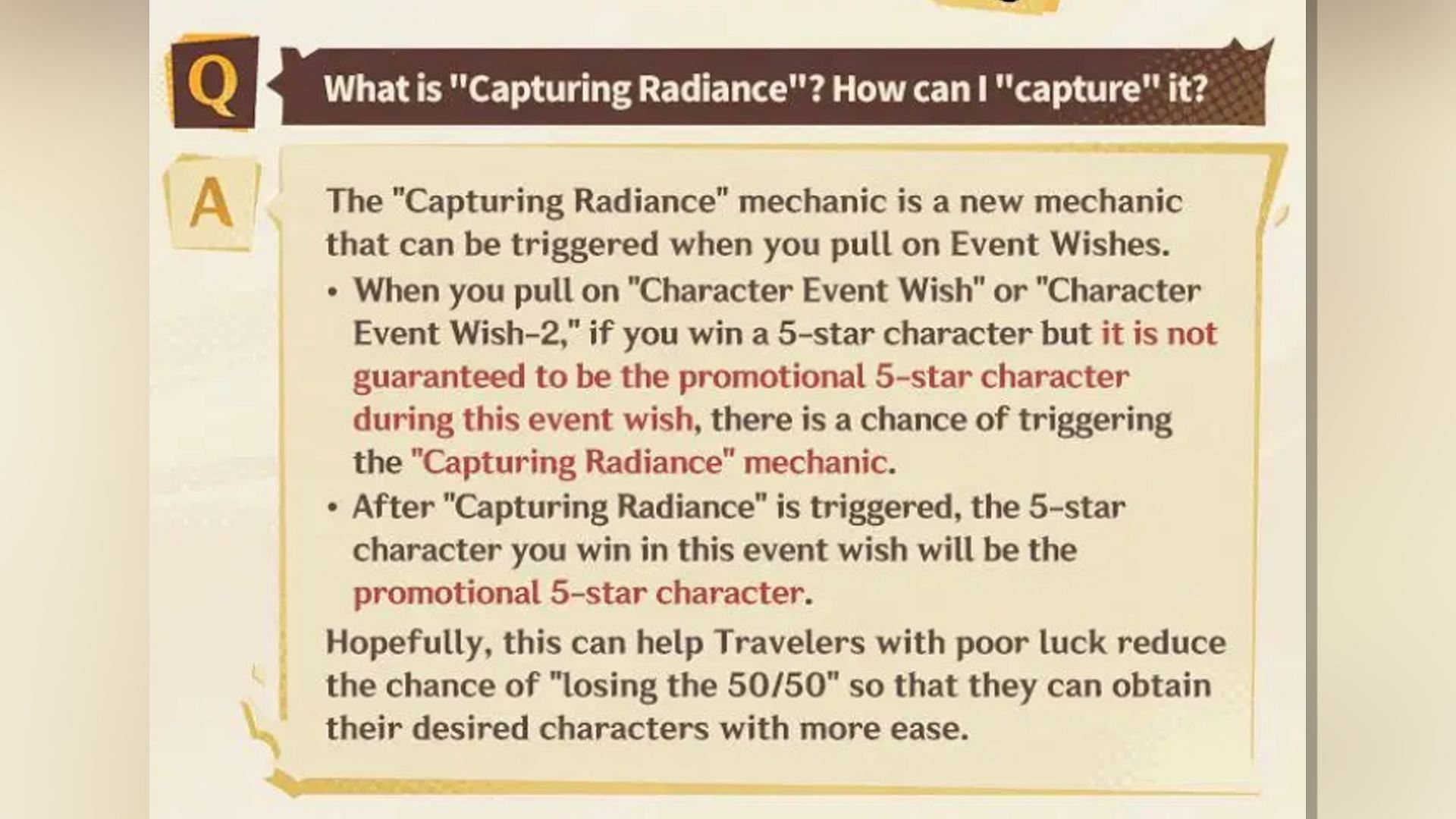 The Capturing Radiance mechanism can help players win their 50/50 (Image via HoYoverse)