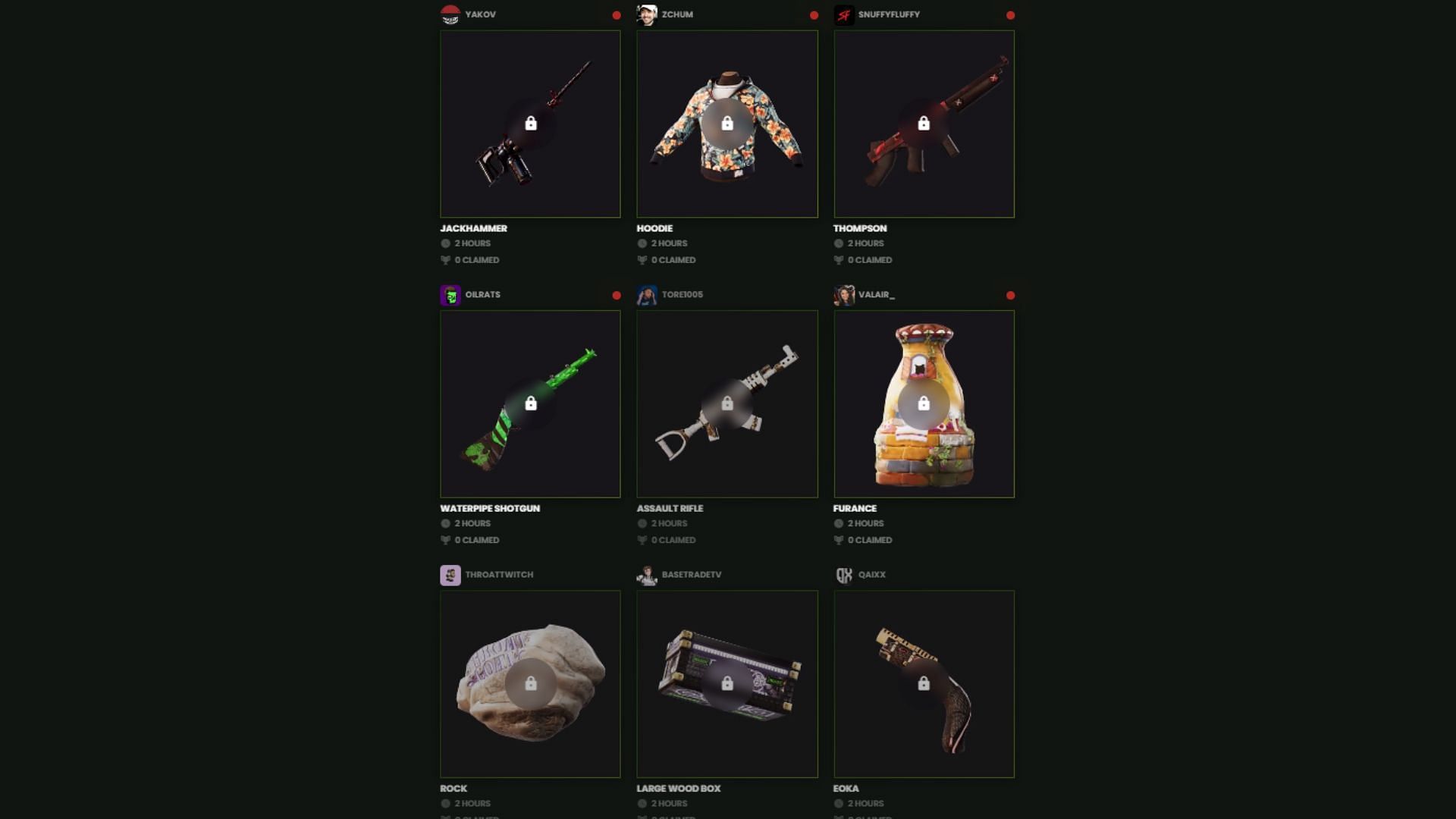 Streamer Rust Twitch drops in August (Image via Facepunch Studios)