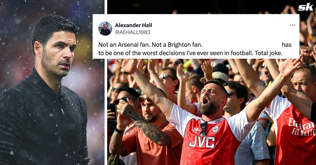 Arsenal fans left seething after controversial decision in Brighton draw (Images: Getty / @AEHALL1983 on X)