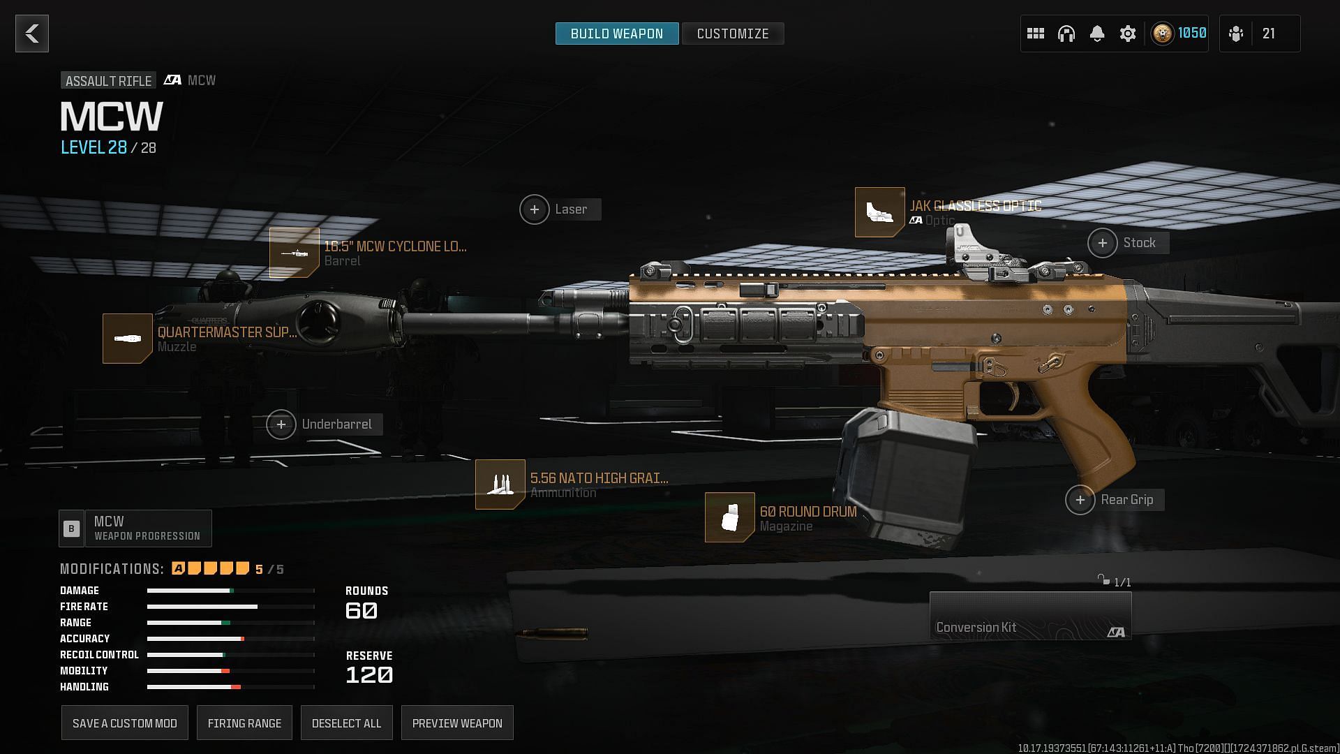 MCW loadout in Warzone (Image via Activision)