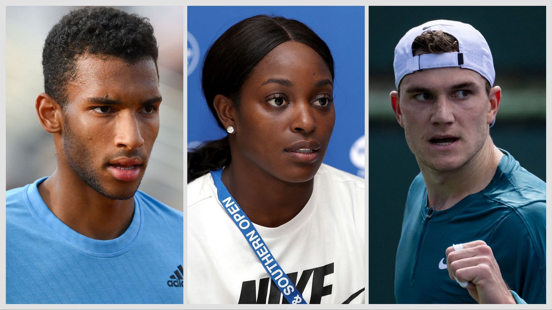 L-R. Felix Auger-Aliassime, Sloane Stephens, Jack Draper. Source: Getty Images