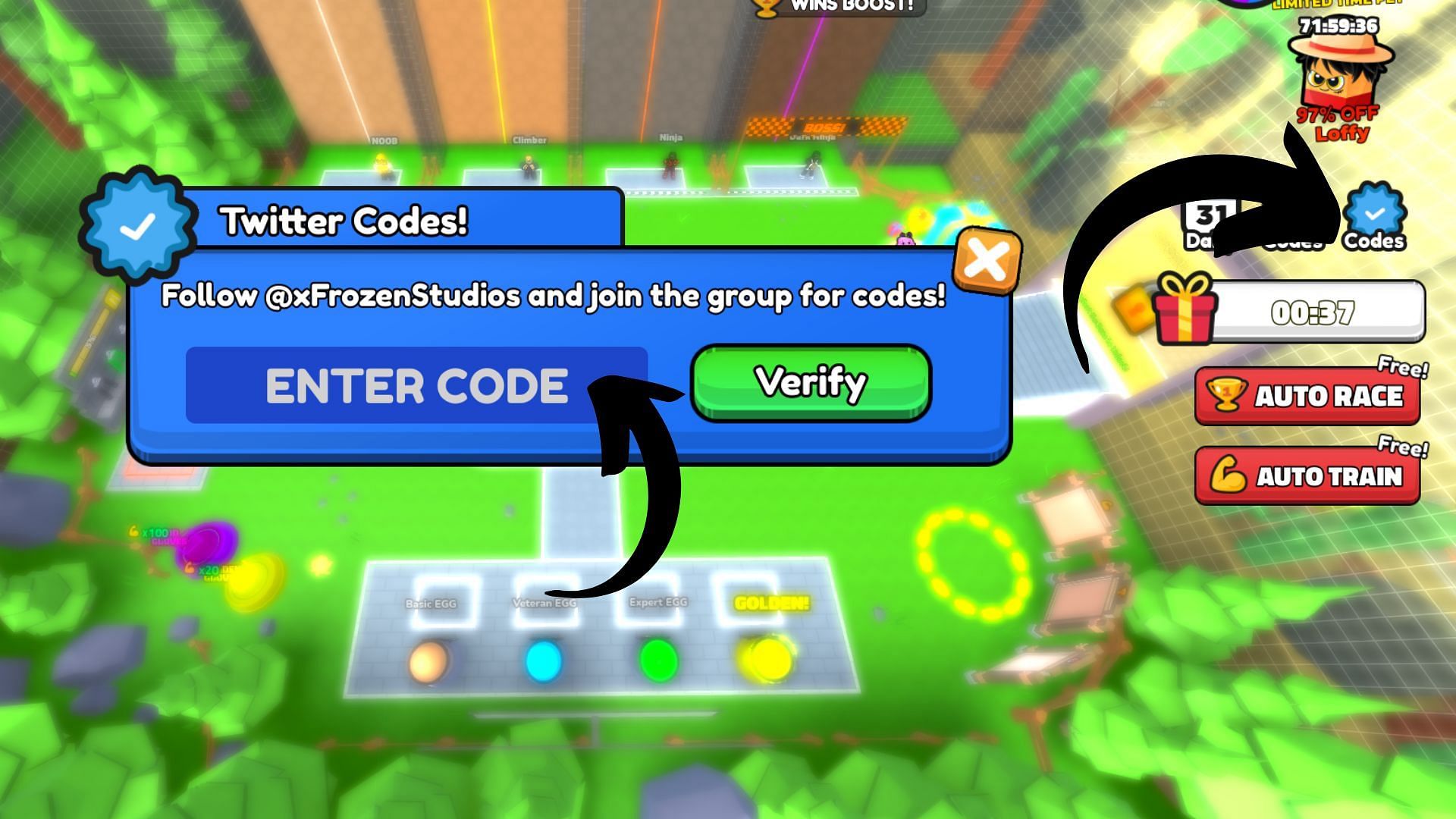 Redeem codes in Climb Race Simulator (Image via Roblox || Sportskeeda)