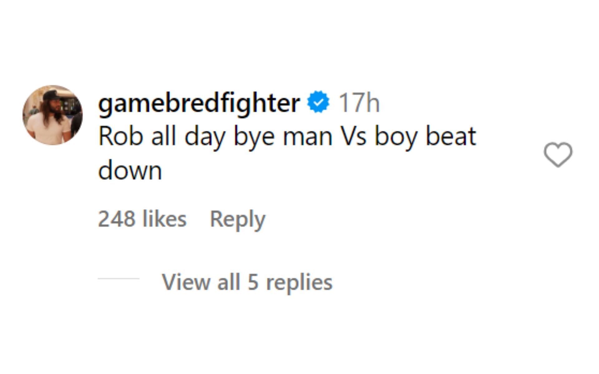 Jorge Masvidal&#039;s comment on the post. [Image credit: @mmajunkie on Instagram]