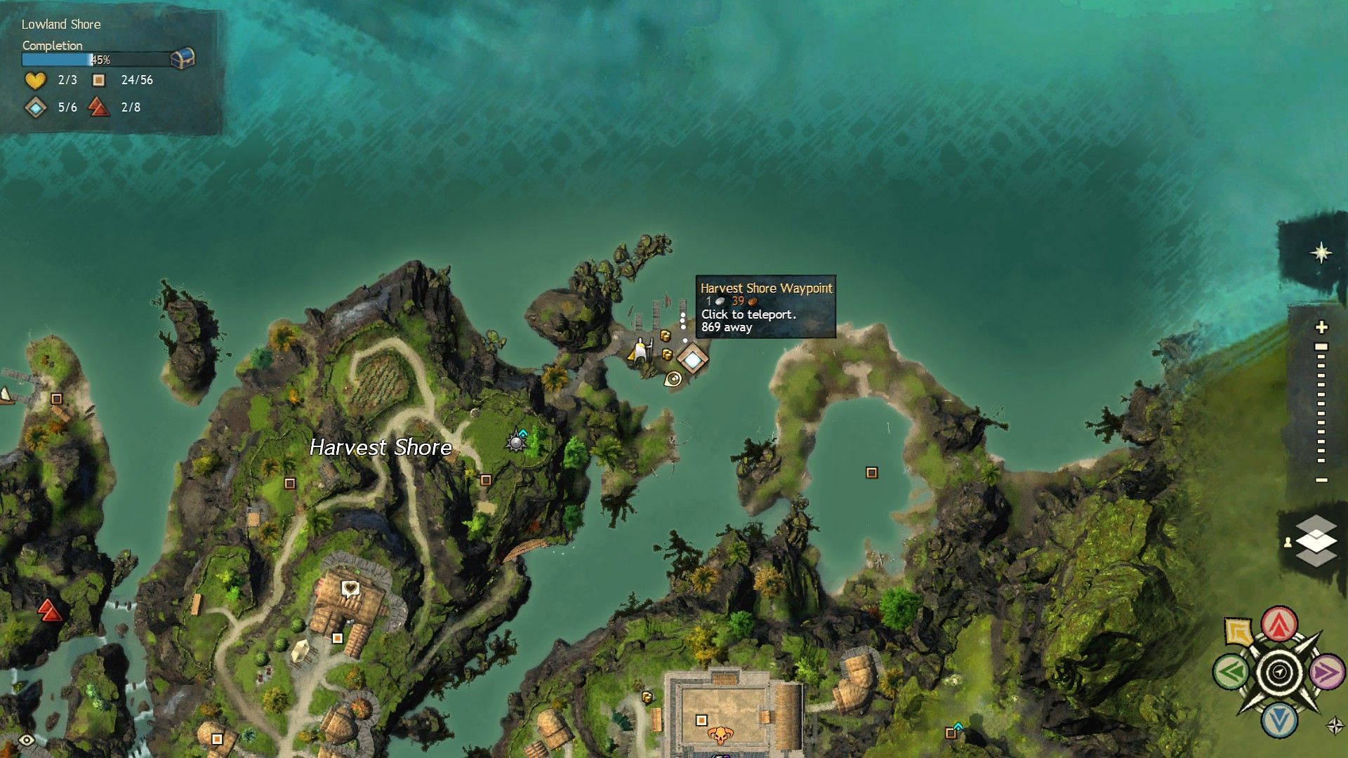 Harvest Shore waypoint in Guild Wars 2 (Image via Arena Net)