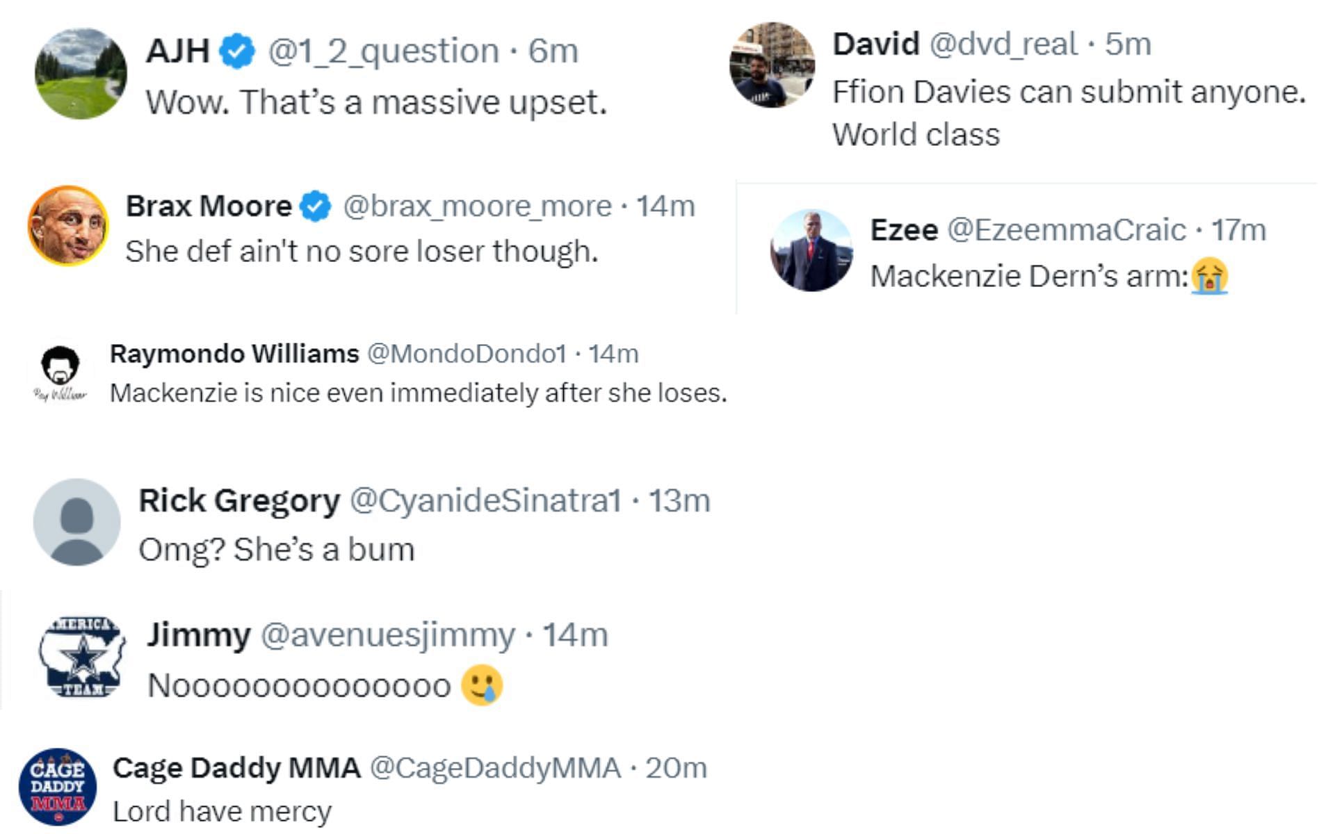 Screenshot of fan reactions to ACD MMA&#039;s post on X