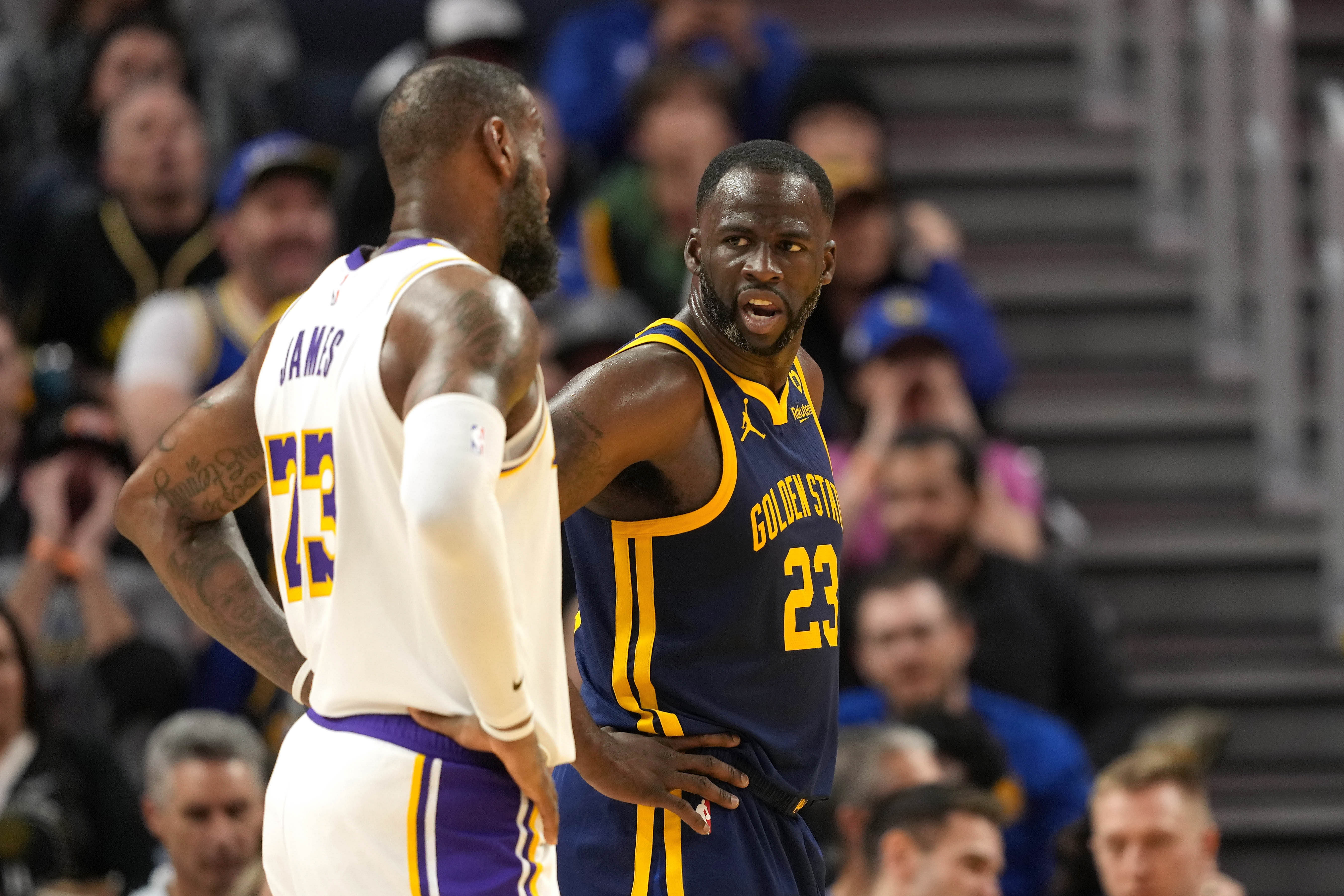 LA Lakers' LeBron James vs. Golden State Warriors' Draymond Green - Source: Imagn