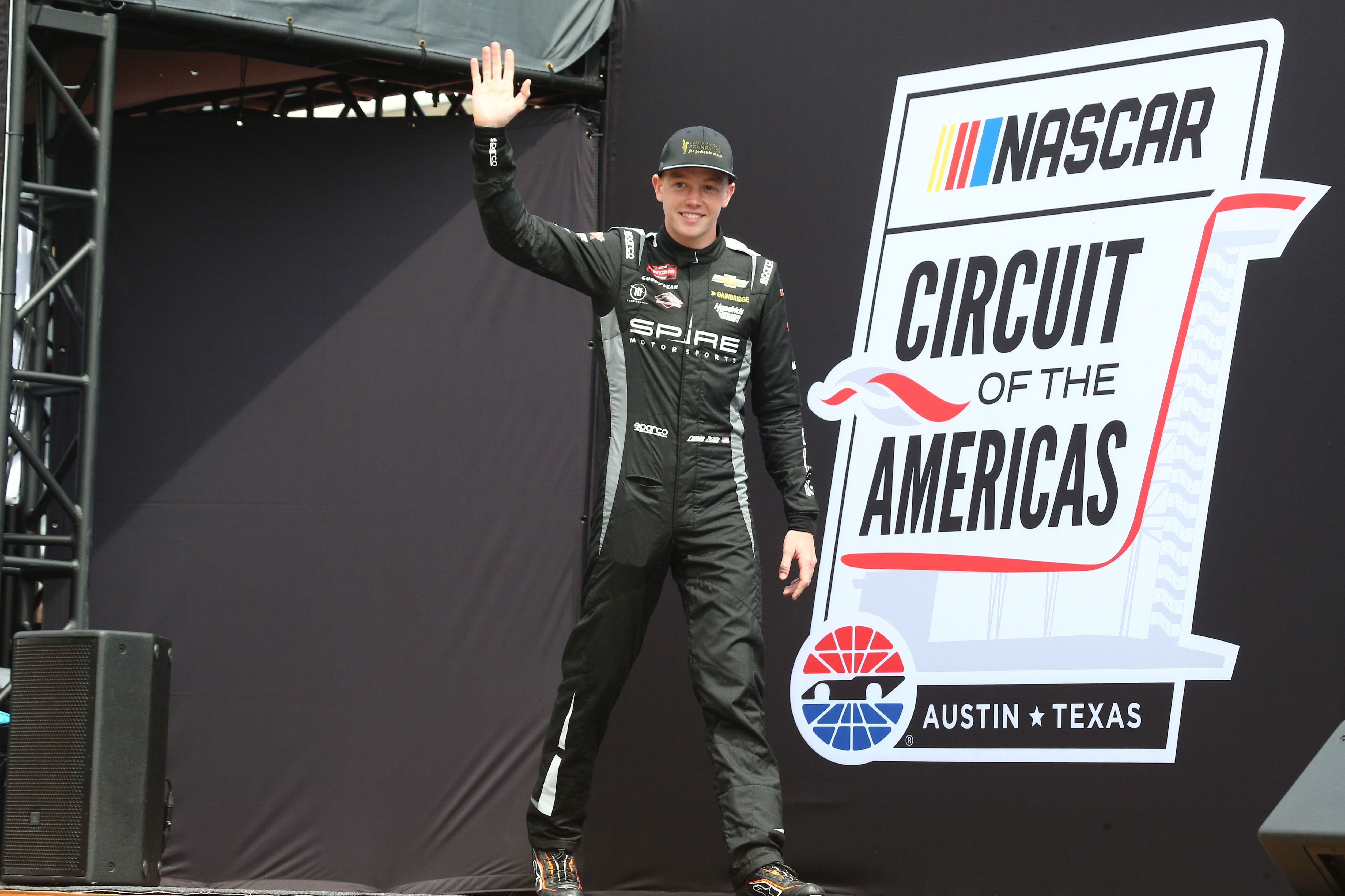 Connor Zilisch arrives at the NASCAR Truck Series XPEL 225 (Source: Imagn)