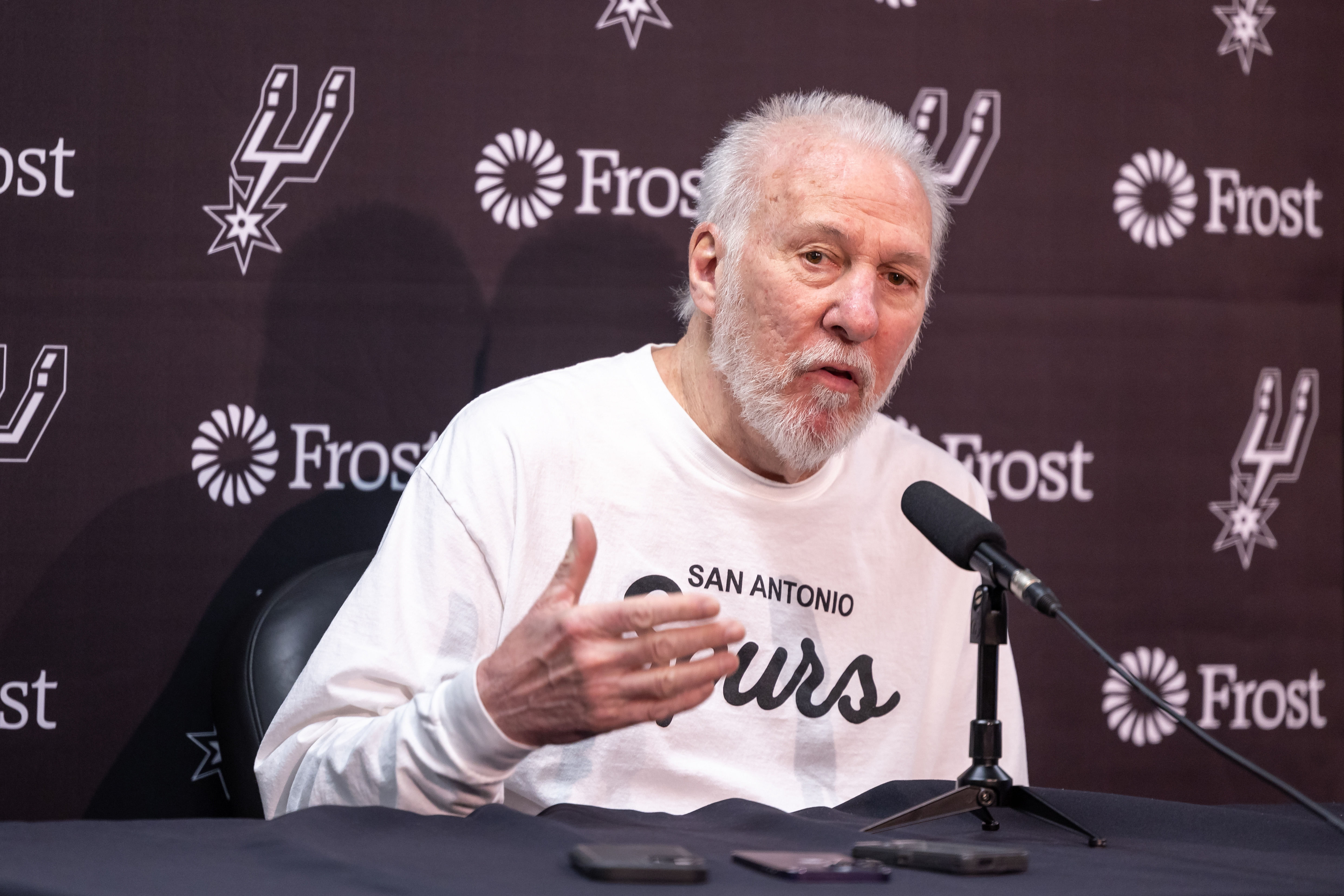 San Antonio Spurs coach Gregg Popovich (Image Credit: Stephen Lew-USA TODAY Sports)