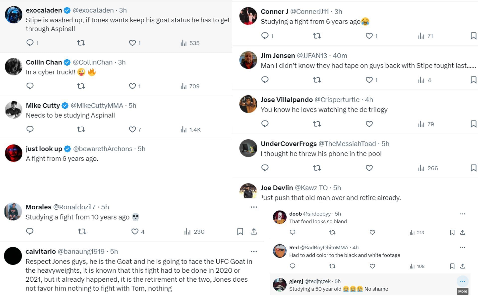 Fans react to Jon Jones studying footage of Stipe Miocic fight [Images courtesy: @mma_orbit on X]