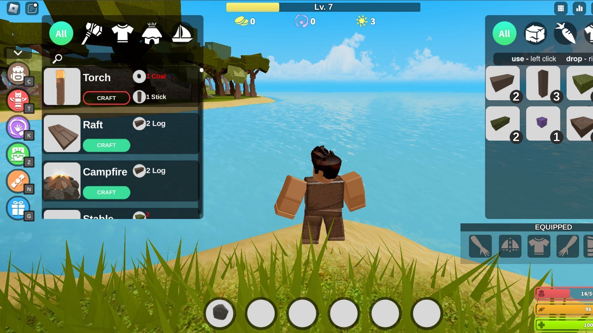 Raft is important for traveling between islands (Image via Roblox)