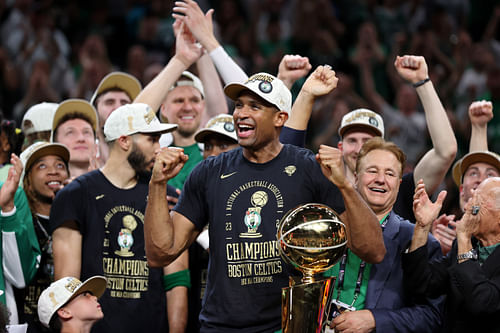 Boston Celtics' Al Horford celebrating team's NBA Championship victory - Source: Imagn