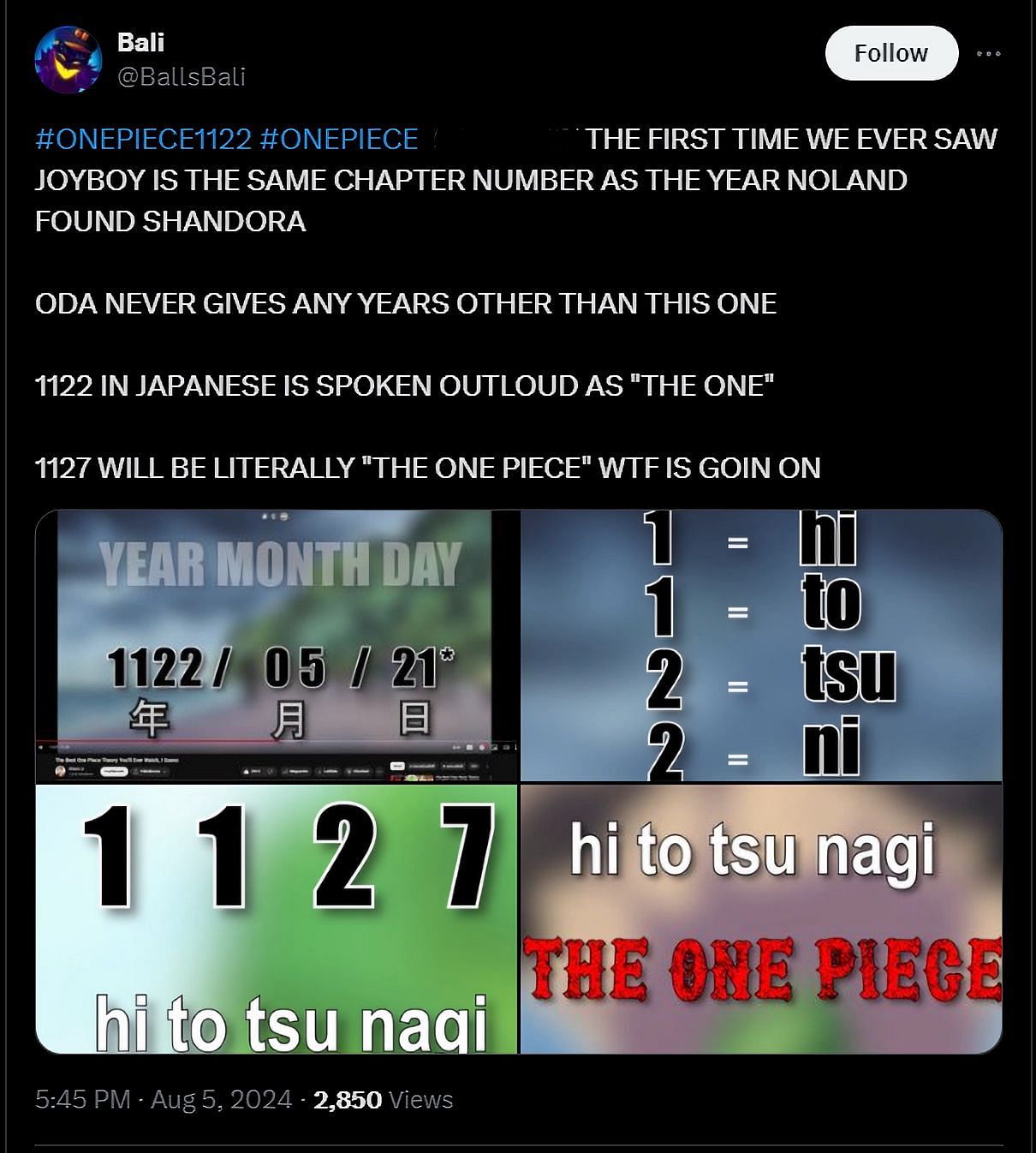 The breakdown of the coincidences in One Piece&#039;s latest chapter and beyond (Image via X user @BallsBali)