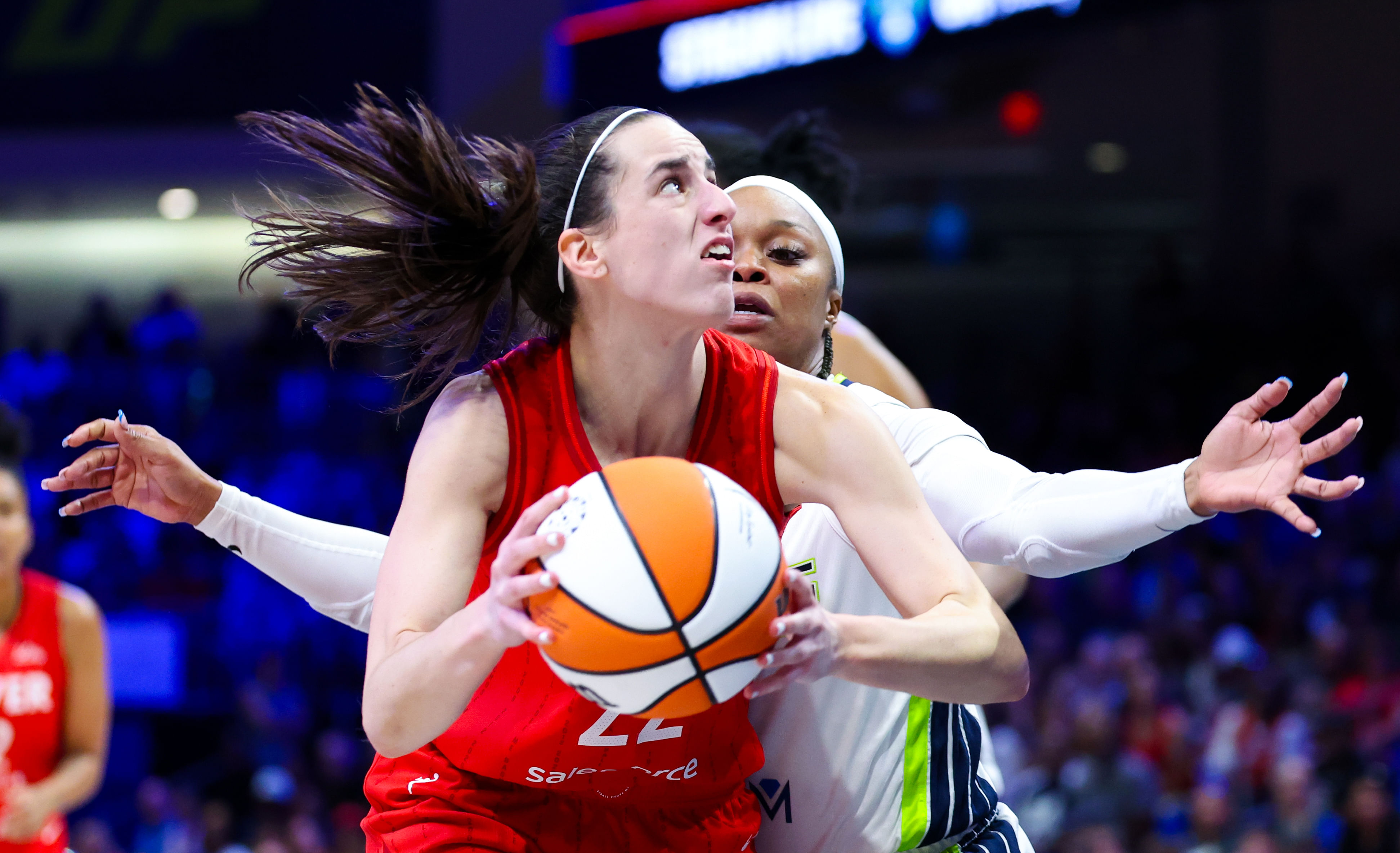 Indiana Fever guard Caitlin Clark looks to shoot against the Dallas Wings at College Park Center. Photo Credit: Imagn