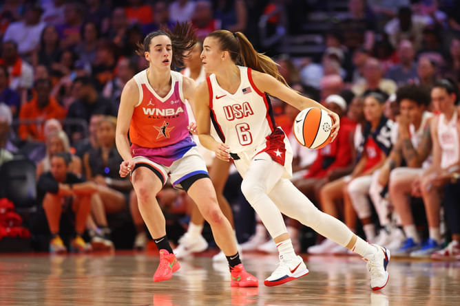 Caitlin Clark reacts to Sabrina Ionescu's "Olympic Gold Medalist" Instagram post